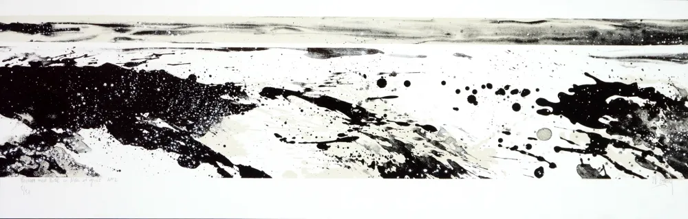 Litografía Stholl - Roches & roll à contre vague 2 / N&B