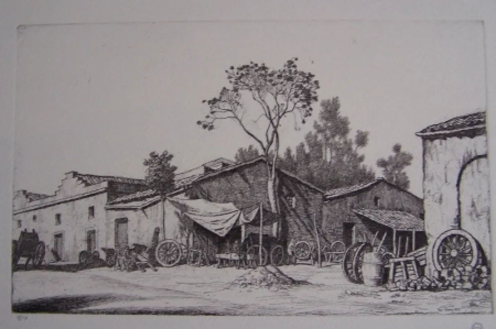 Grabado Strang - The Wheelwright's Shop