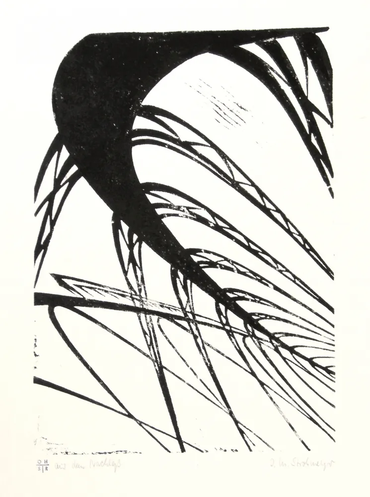 Linograbado Strohmeyer - Hochbahn (Elevated railway)