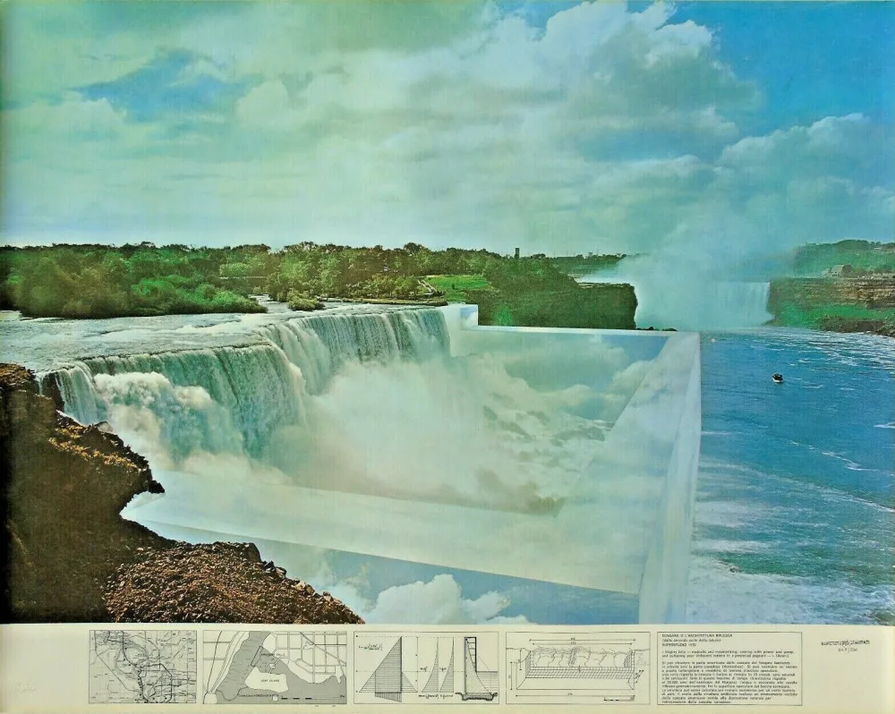 Litografía Superstudio - Niagara o l'architettura riflessa