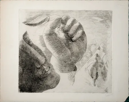 Aguafuerte Survage - Composition surréaliste (J), 1913 - Hand-signed - Very scarce!