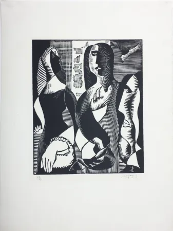 Grabado En Madera Survage - Femmes Cubistes (Paris, 1933)