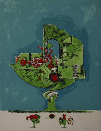 Litografía Sutherland - Flammes dans une forme de roche I