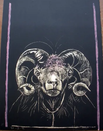 Litografía Sutherland - Tête de bèllier (de face)