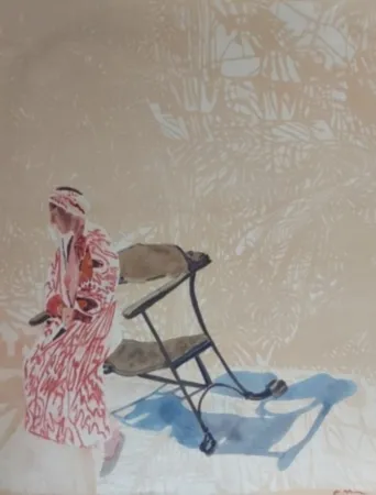 Litografía Szafran - Lilette à la chaise de Gaudi  (circa  2007/ 2010)