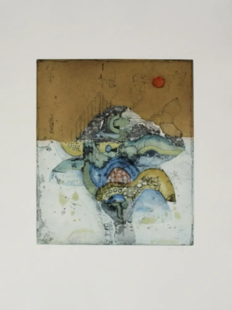 Aguafuerte Y Aguatinta Takahashi - Rote Sonne / Red Sun