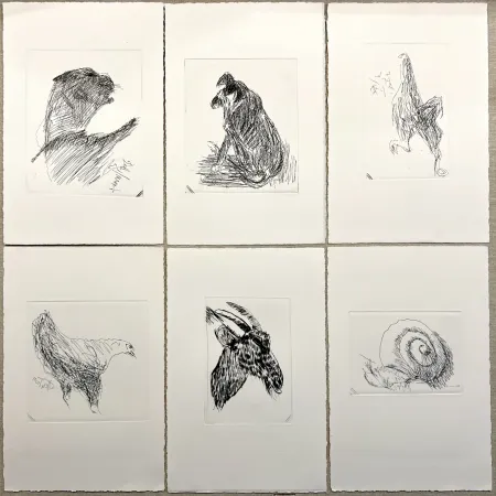 Grabado Tal Coat - (Pierre Lecuire) BESTIAIRE. 50 eaux-fortes et pointes sèches de Tal Coat - Suite barrée unique (1985)