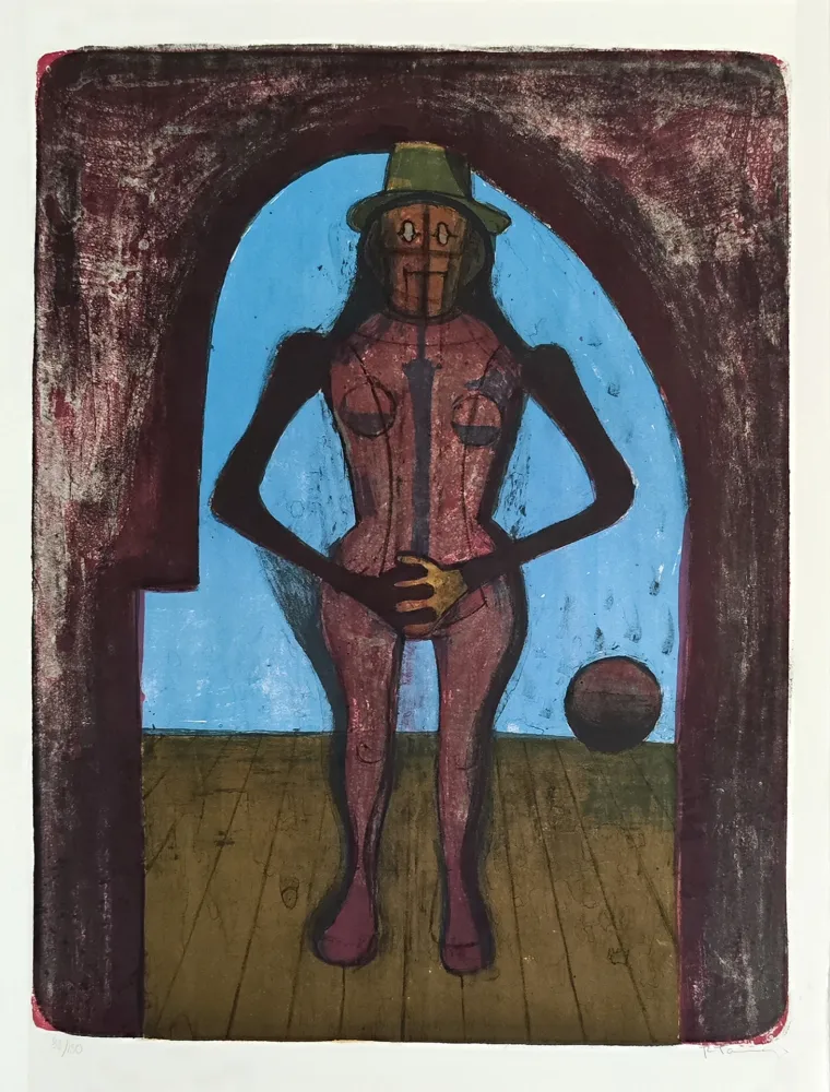 Litografía Tamayo - Femme au collant rose