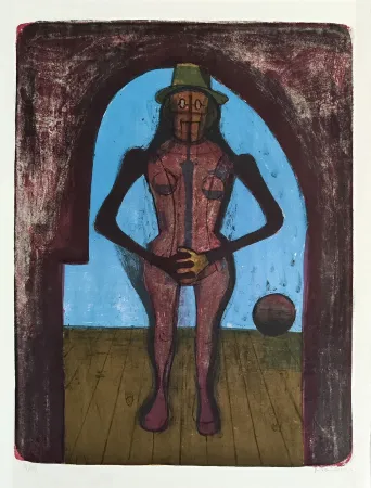 Litografía Tamayo - Femme au collant rose