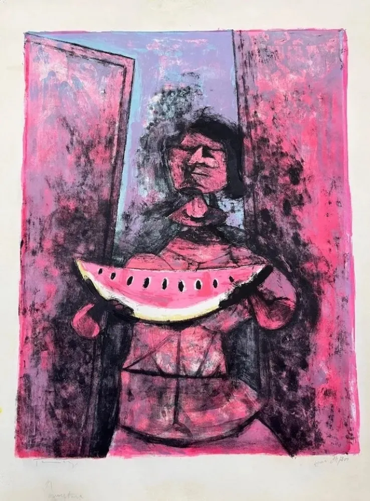 Litografía Tamayo - Mujer con sandia