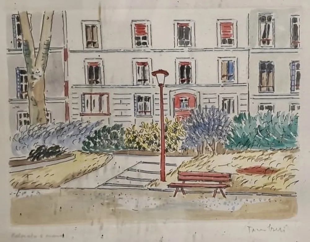 Aguafuerte Tamburi - Ai giardini