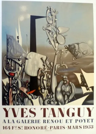 Litografía Tanguy - Exposition galerie Renou et Poyet 1953