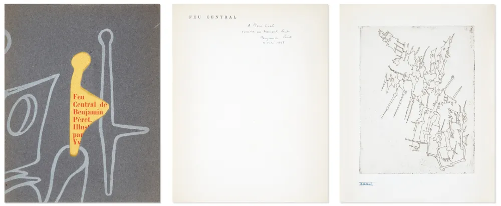 Aguafuerte Tanguy -  Yves TANGUY, Yves et Benjamin PÉRET. FEU CENTRAL. Paris, K. éditeur, 1947