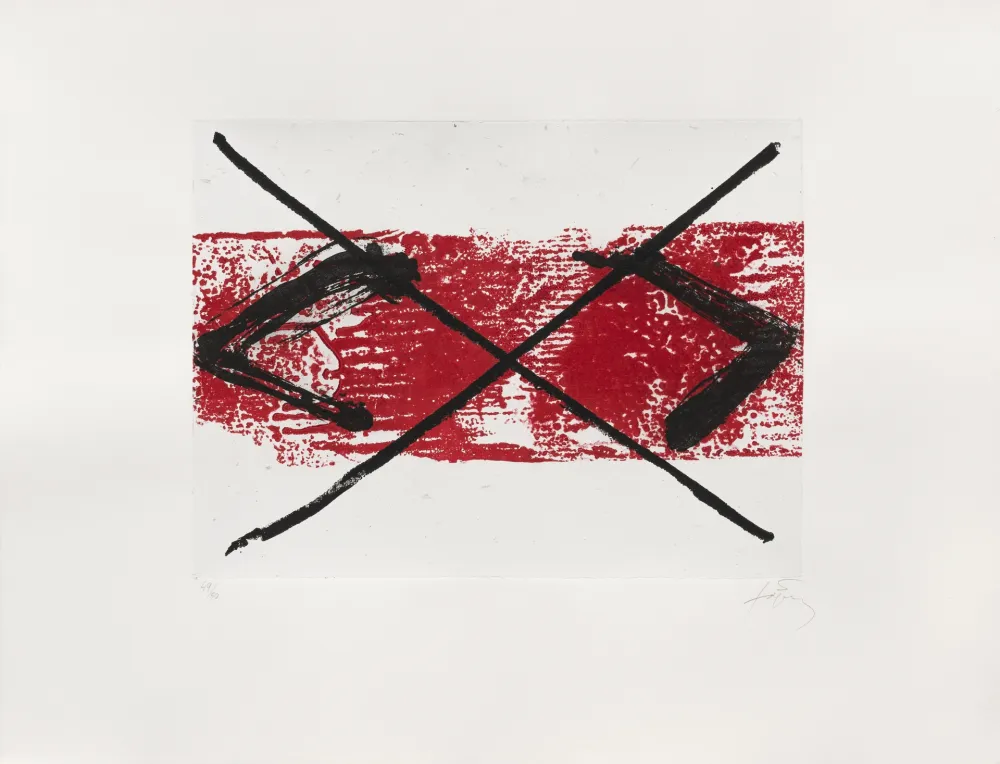 Grabado Tàpies - Bande rouge 