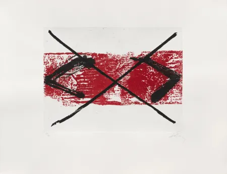 Grabado Tàpies - Bande rouge 