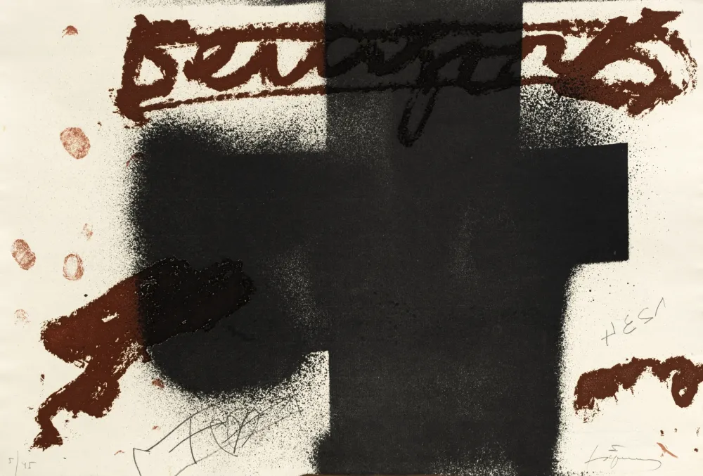 Grabado Tàpies - Croix noire