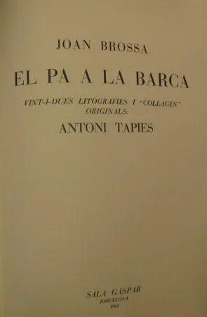 Libro Ilustrado Tàpies - El Pa à la Barca