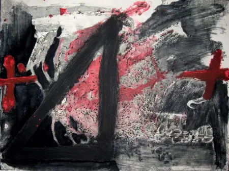 Aguafuerte Y Aguatinta Tàpies - Negre i Roig