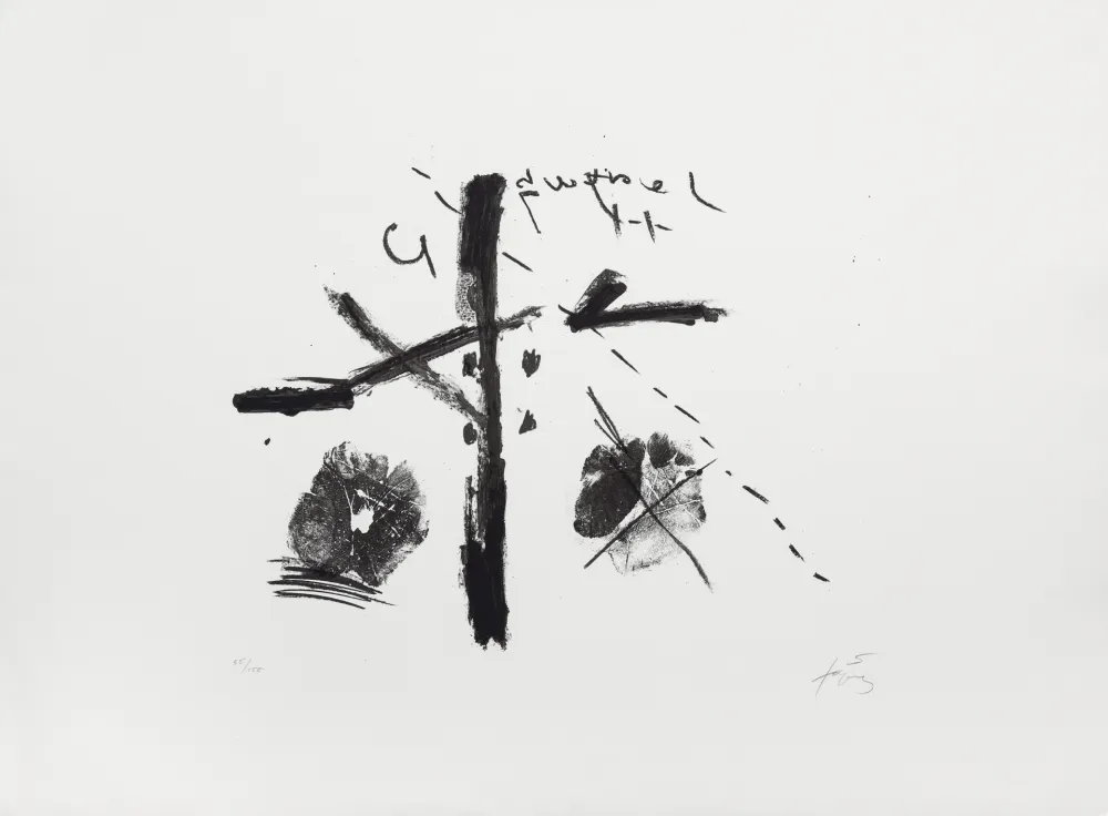 Litografía Tàpies - Noir/fond blanc