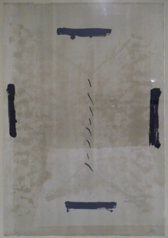 Litografía Tàpies - Quatre traces noires