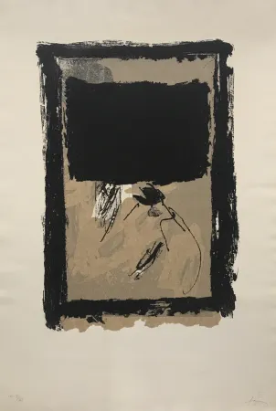 Grabado Tàpies - Rectangle Noir et Collage