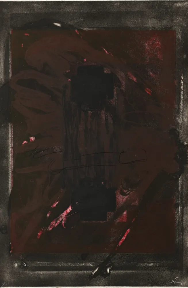 Grabado Tàpies - Symétrique noir 