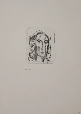 Grabado Tappert - Weiblicher Kopf mit Tuch