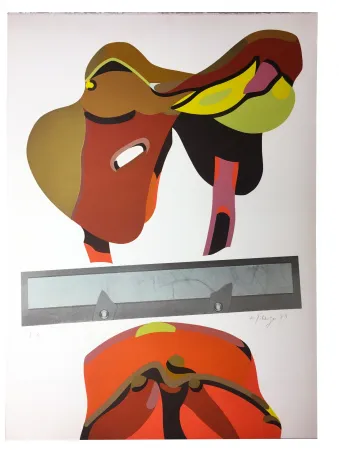 Litografía Telemaque - SELLE RÈGLE GRISE (1979).