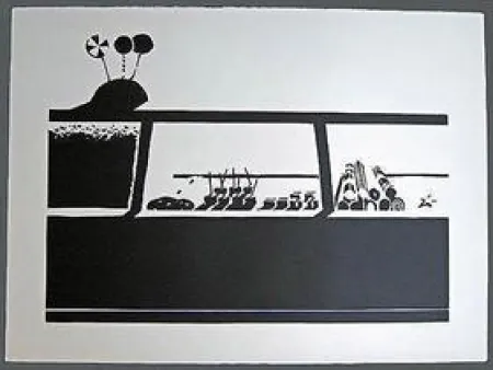 Linograbado Thiebaud - Candy Counter-State 1