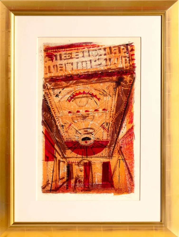 Litografía Thiebaud - Theater Marquee