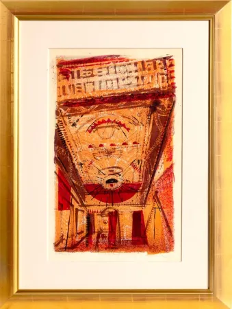 Litografía Thiebaud - Theater Marquee