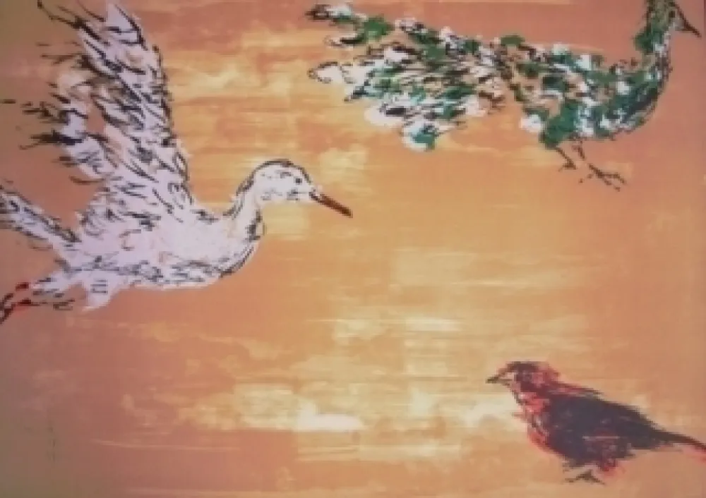 Litografía Tian-Tian - Treasure birds 1