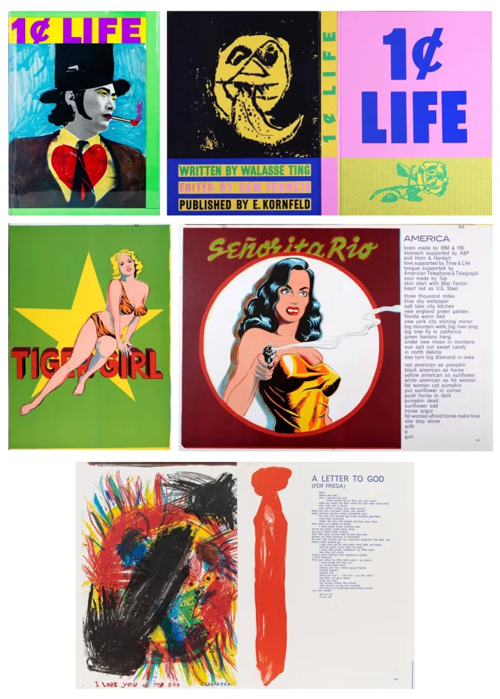 Libro Ilustrado Ting - 1¢ LIFE (One Cent Life) by Walasse Ting. Warhol, Lichtenstein, Francis, Mitchell, Indiana, Ramos, Jorn… (1964)