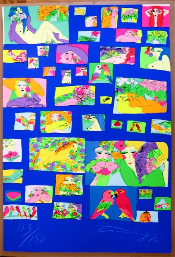 Serigrafía Ting - Things I like (Fond Bleu) 