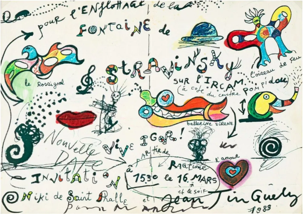 Serigrafía Tinguely - La Fontaine de Stravinsky