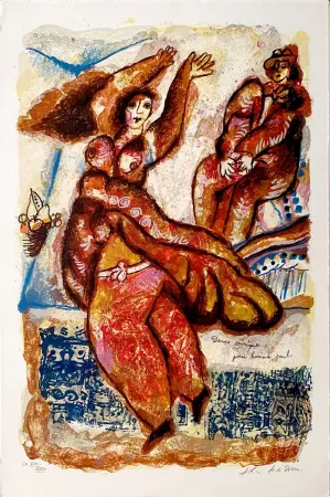 Litografía Tobiasse - Danse onirique pour homme seul