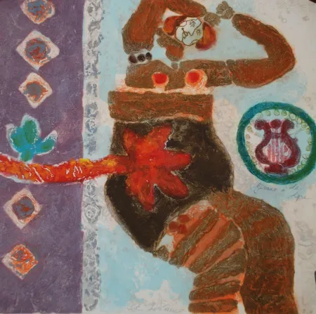 Grabado Tobiasse - Femme à la Lyre