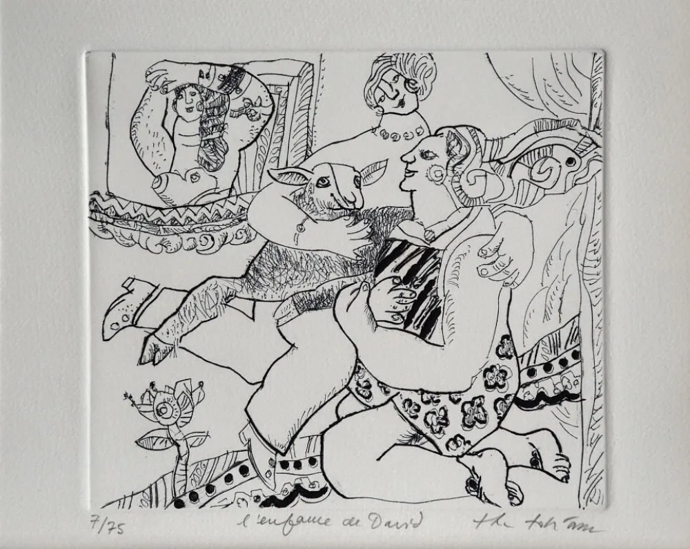 Grabado Tobiasse - L'enfant de David