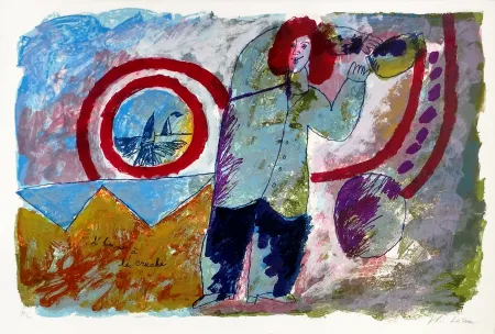 Litografía Tobiasse - L'HOMME A LA CRUCHE