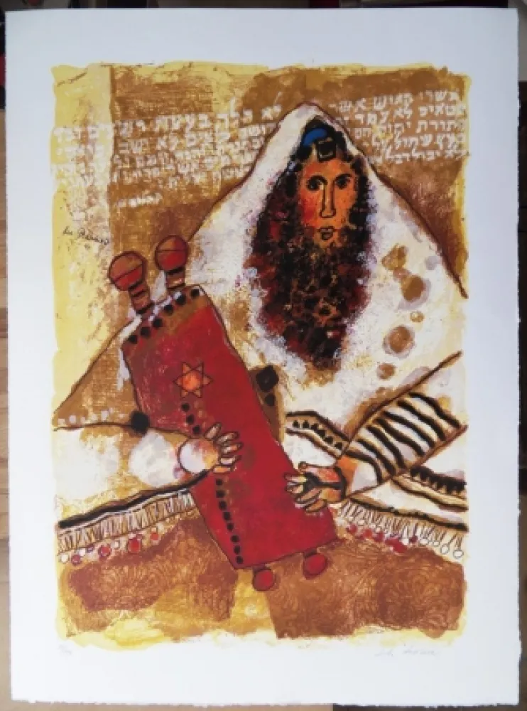 Litografía Tobiasse - Rabbin - Les Psaumes