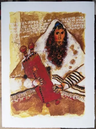 Litografía Tobiasse - Rabbin - Les Psaumes