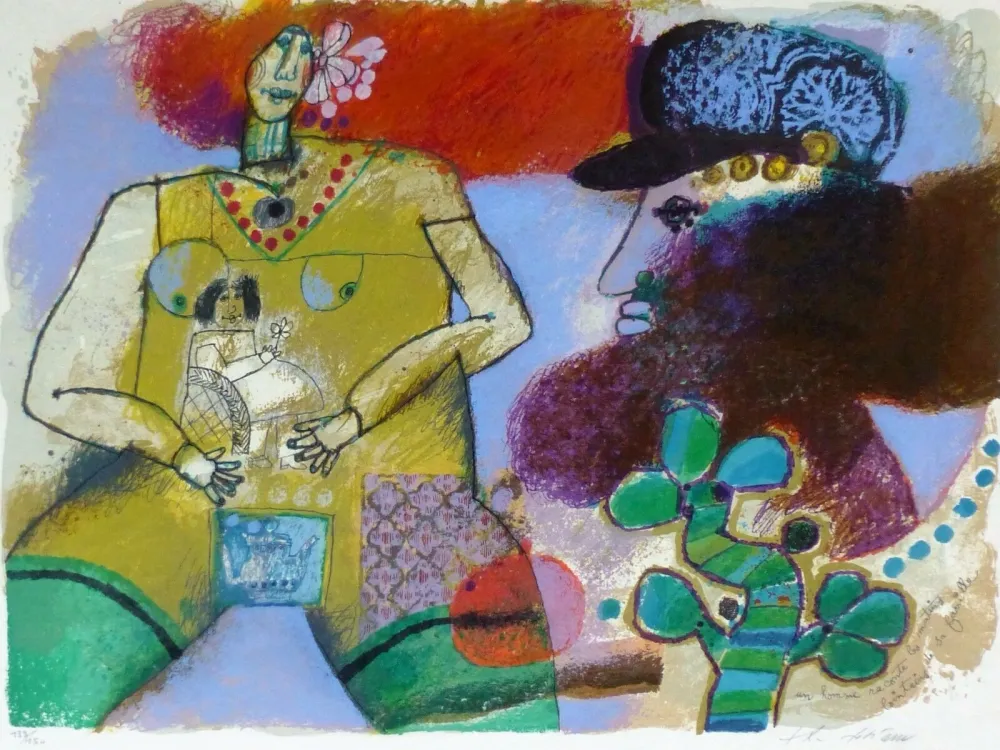 Litografía Tobiasse - Un Homme raconte les matins lointains de sa famille