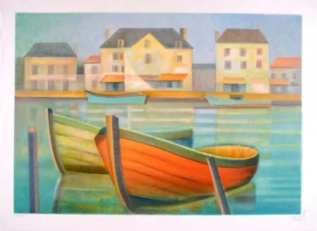 Litografía Toffoli - Soleil du Midi en Vendée