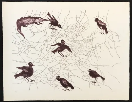 Grabado Toledo - Birds and Crocodile