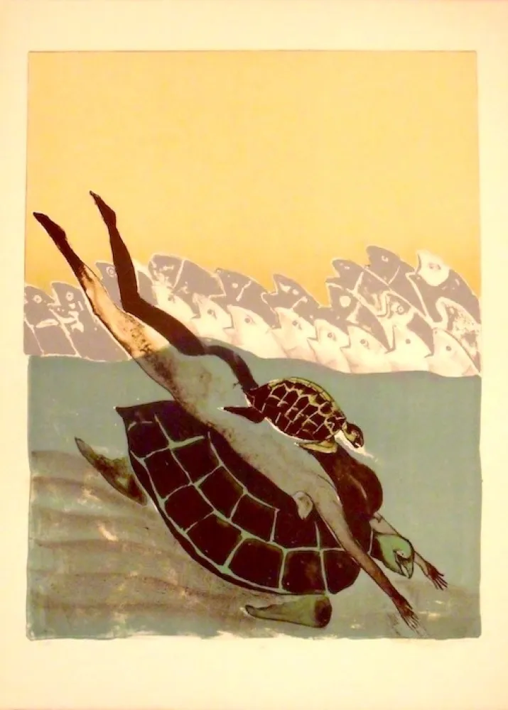 Litografía Toledo - Mujer Tortuga