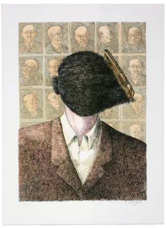 Litografía Topor - C'est Teton, la victime du crime de Montfermeil. Faute de sa perruque on ne le reconnaissait pas d'abord.