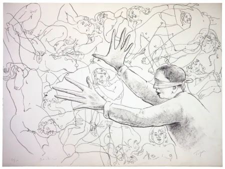 Litografía Topor - Colin Maillard