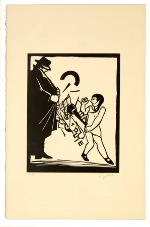 Linograbado Topor - Exhibitionniste cubiste