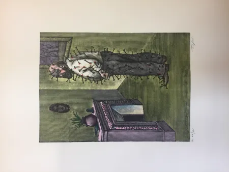 Grabado Topor - Histoire d'un fou