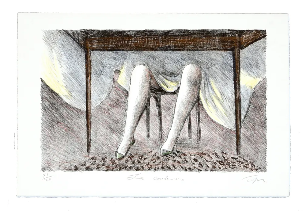 Litografía Topor - Jeux de table (La couturière)